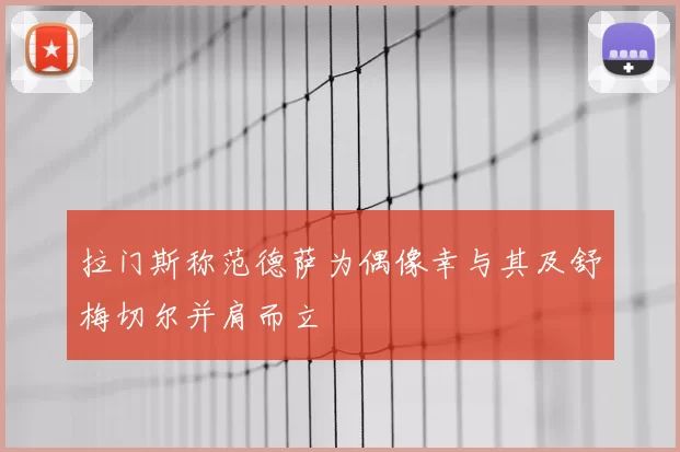 拉门斯称范德萨为偶像幸与其及舒梅切尔并肩而立